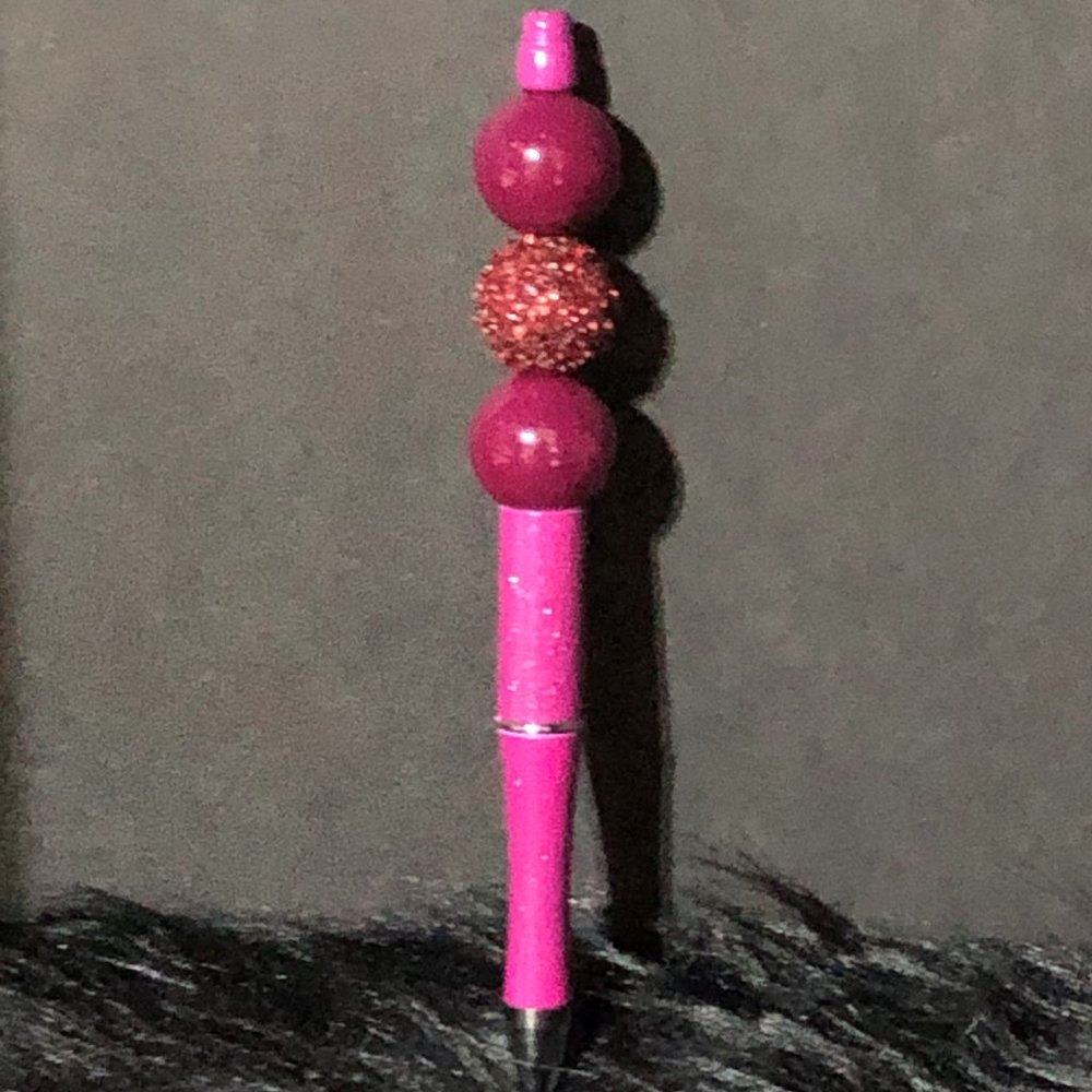 COPY - Handmade Glittery Berry and Wine Beaded Ballpoint Pen